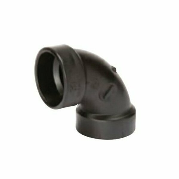 Mueller Industries Streamline 02876 Pipe Elbow, 1-1/2 in, Hub, 90 deg Angle, ABS, Black ABS 00300  0600HA